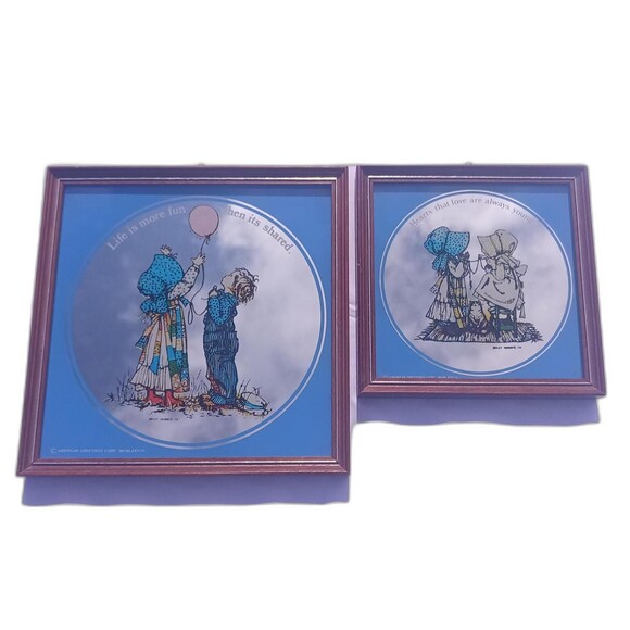 Holly Hobbie Mirror Set Vintage 1970s Decorated And Frames Made In England - Picture 1 of 9